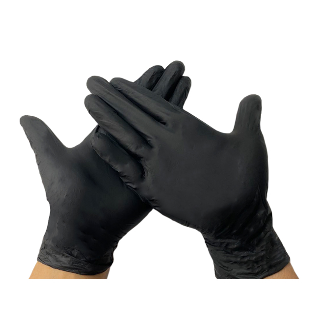 1X150 Black Nitrile exam Gloves powder free Non-sterile FingerTips Textured Smal 